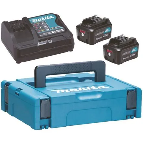 Begränsat erbjudande Powerpack 197641-2 Makita Laddpaket 2 st. 4,0 Ah batterier, laddare, väska